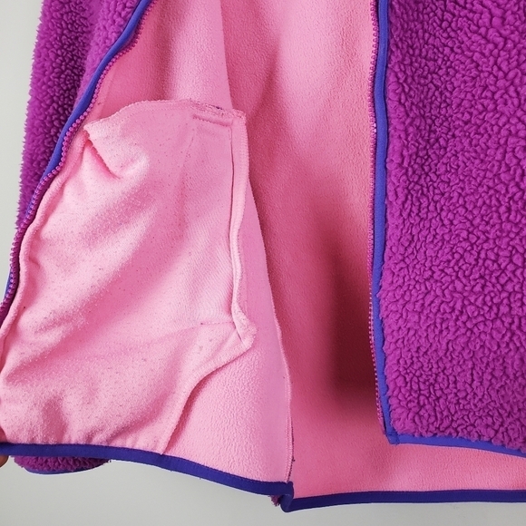 Hanna Andersson Pink Purple Sherpa Fleece Zip Jacket 150 - Picture 7 of 9